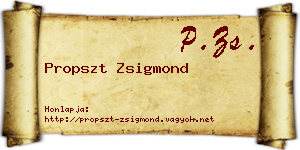 Propszt Zsigmond névjegykártya
